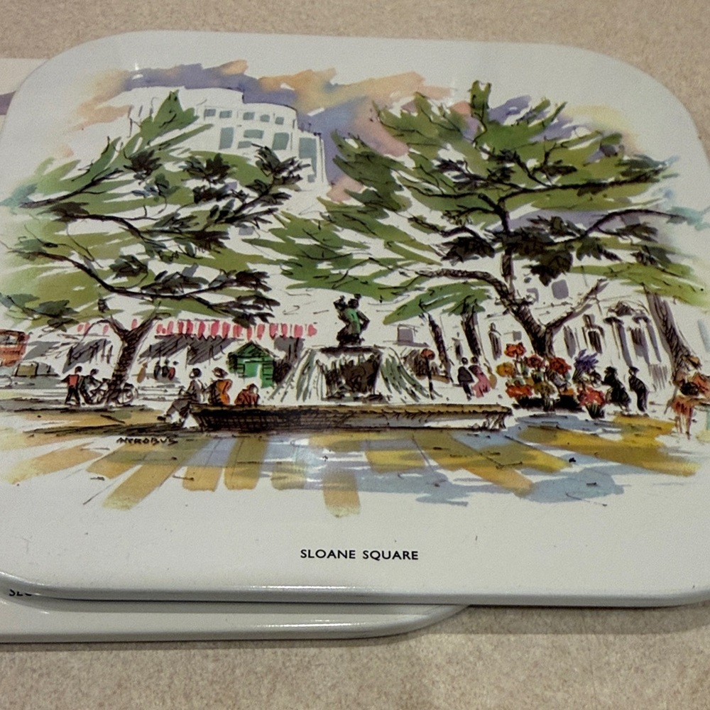 Two Vintage Sloane Square Placemats Coasters. Made in Great Britain.